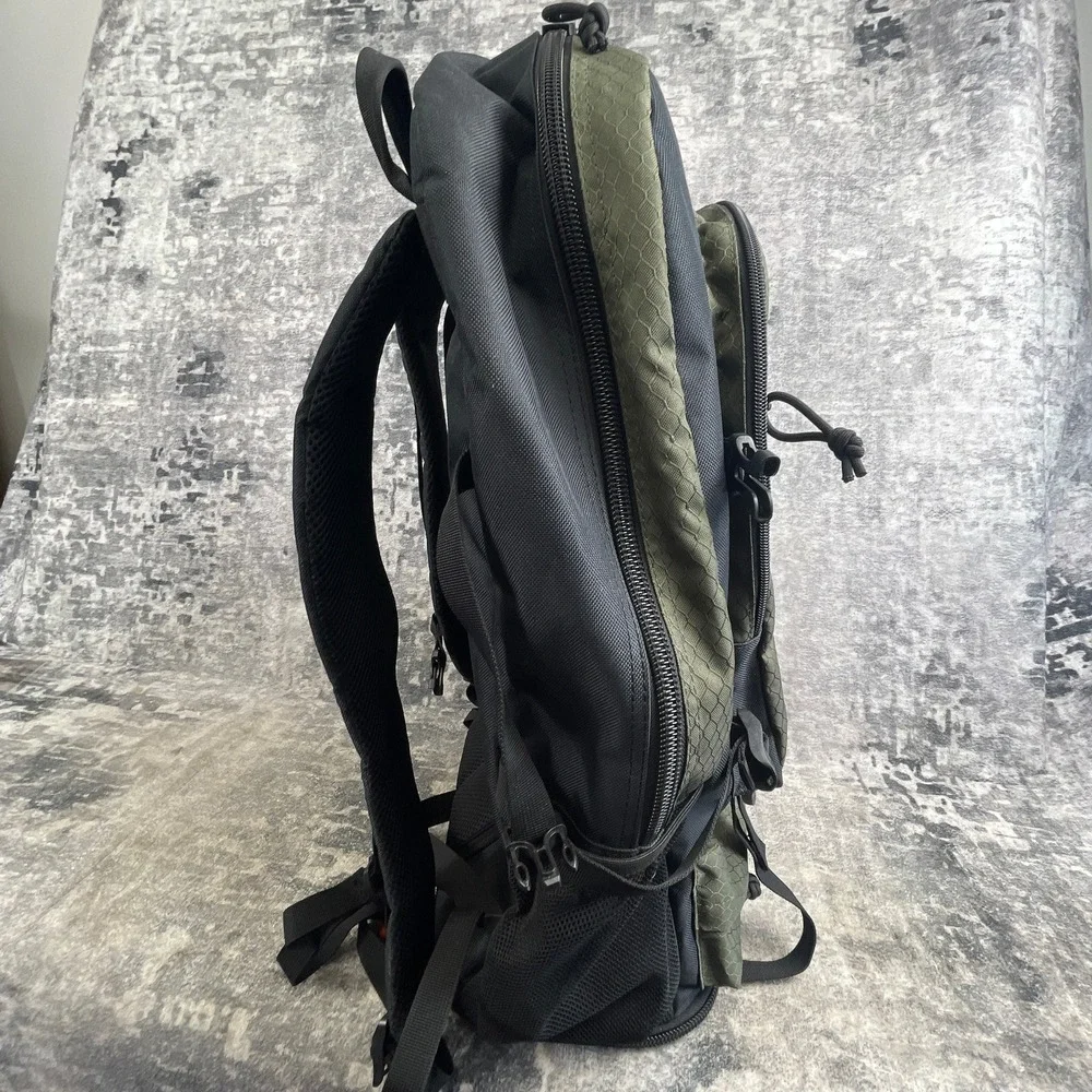 SEMSTY Outdoor Day Backpack Olive Green Black Polyester Multi-Zipper Ripstop